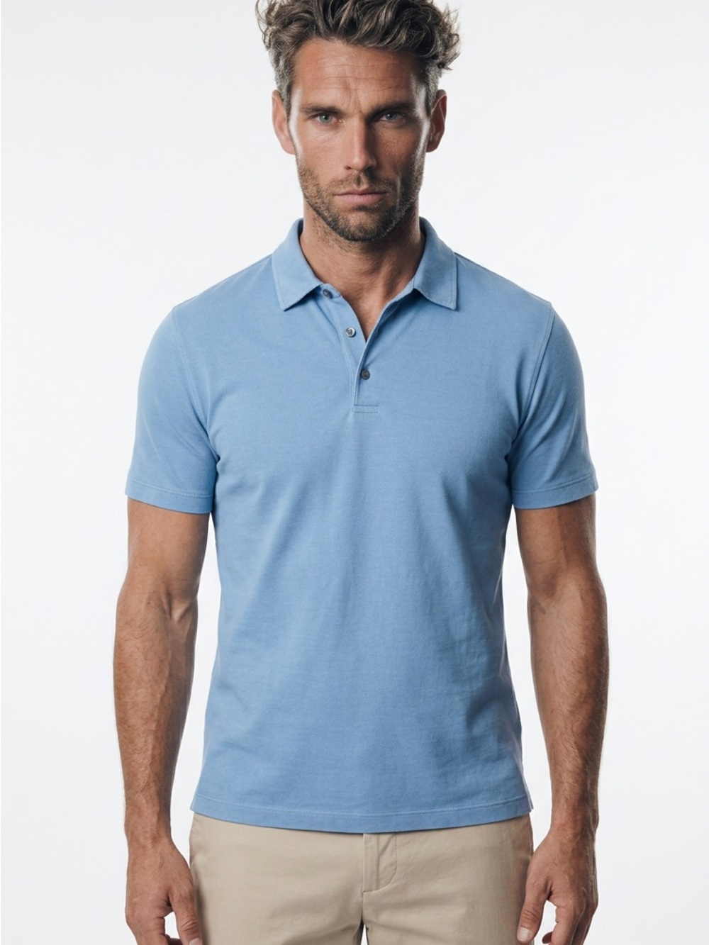 Theory Mens Silk Cotton Blend Polo Shirt Blue Short Sleeve Size L Luxury Pique
